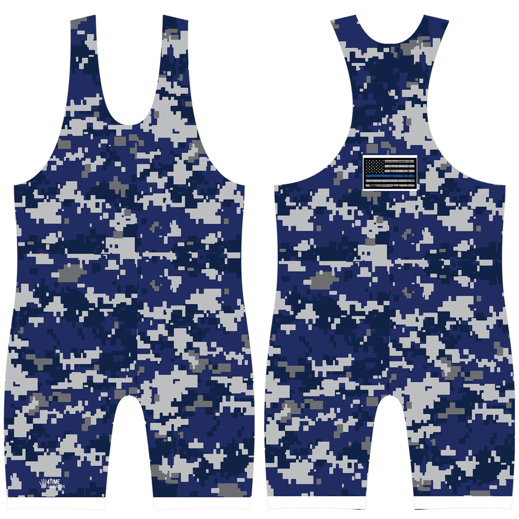 Camo Blue Wrestling Singlets