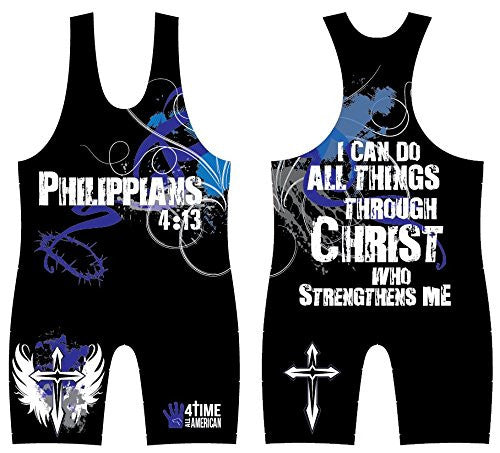 Philippians 4 13 Blue Wrestling Singlet