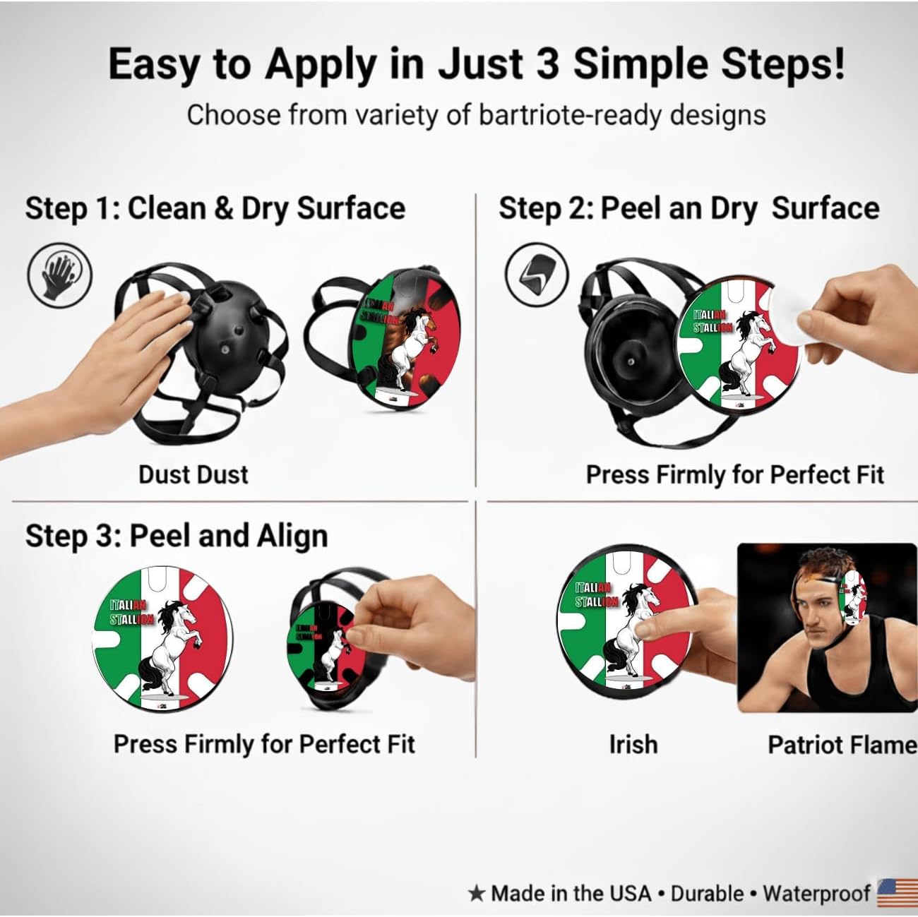 Italian Superman:  Wrestling Headgear Decals with Headgear, Wraps by 4Time All American