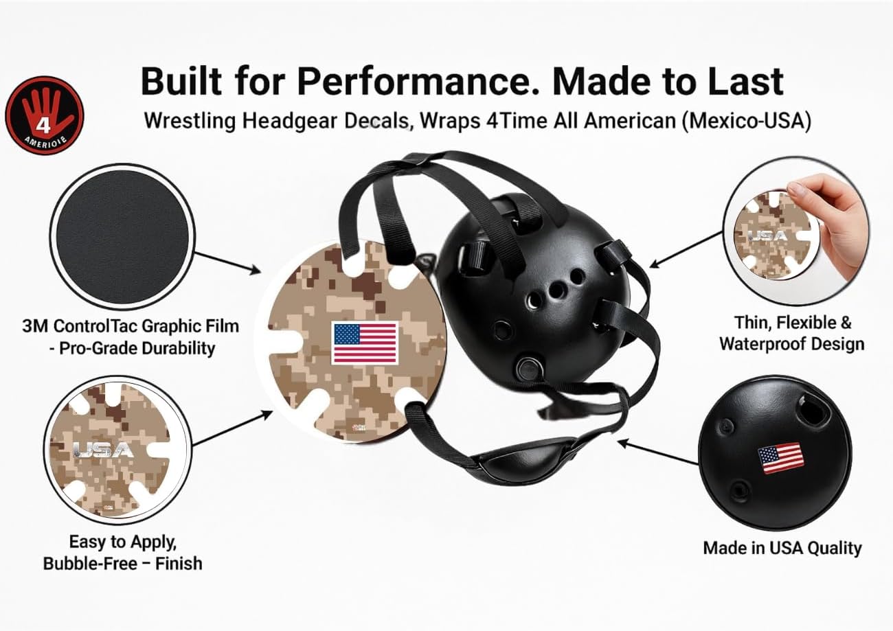 Desert Camo:  Wrestling Headgear Decals, Wraps by 4Time All American