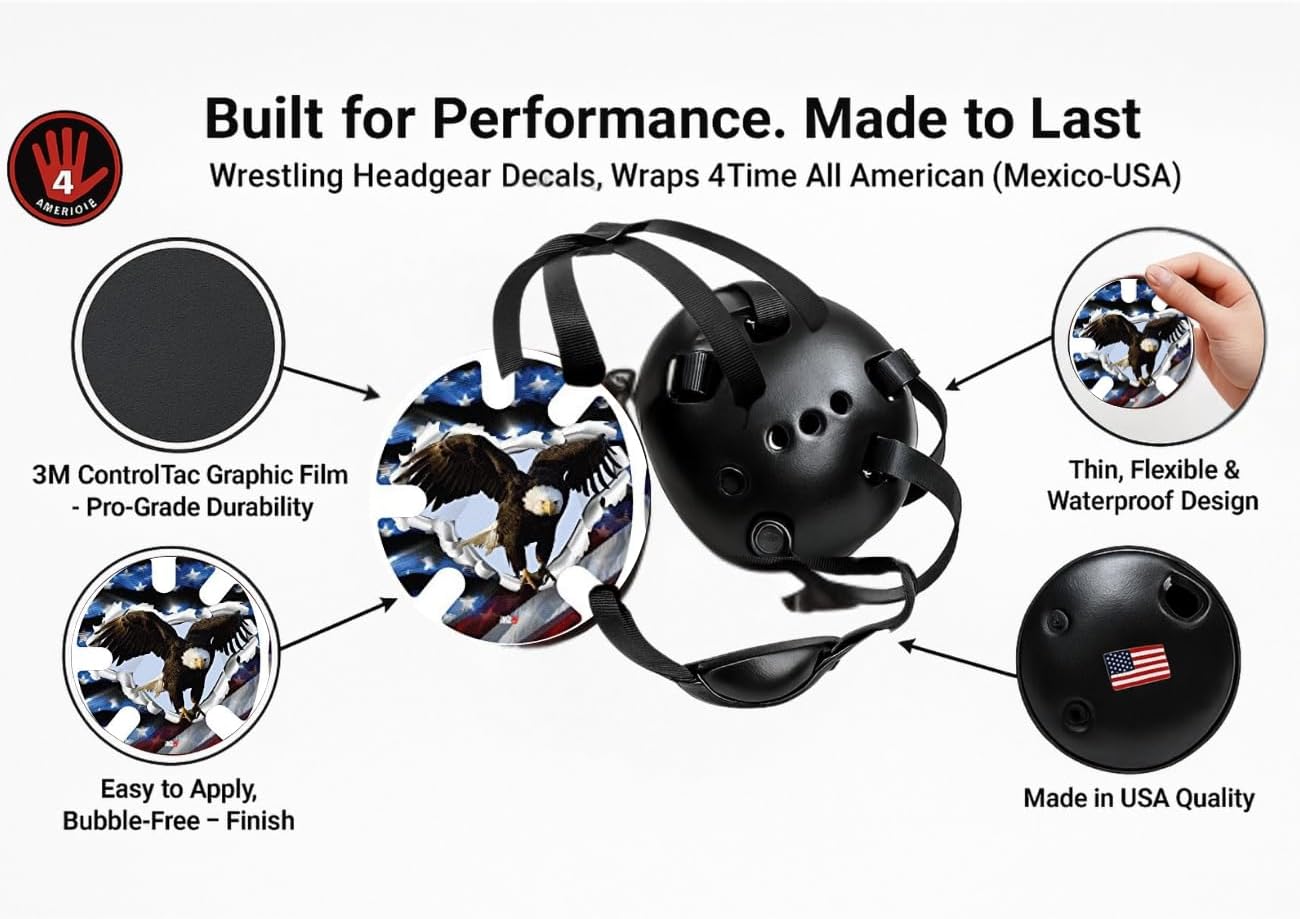 USA Eagle Headgear:  Wrestling Headgear Decals with Headgear, Wraps by 4Time All American