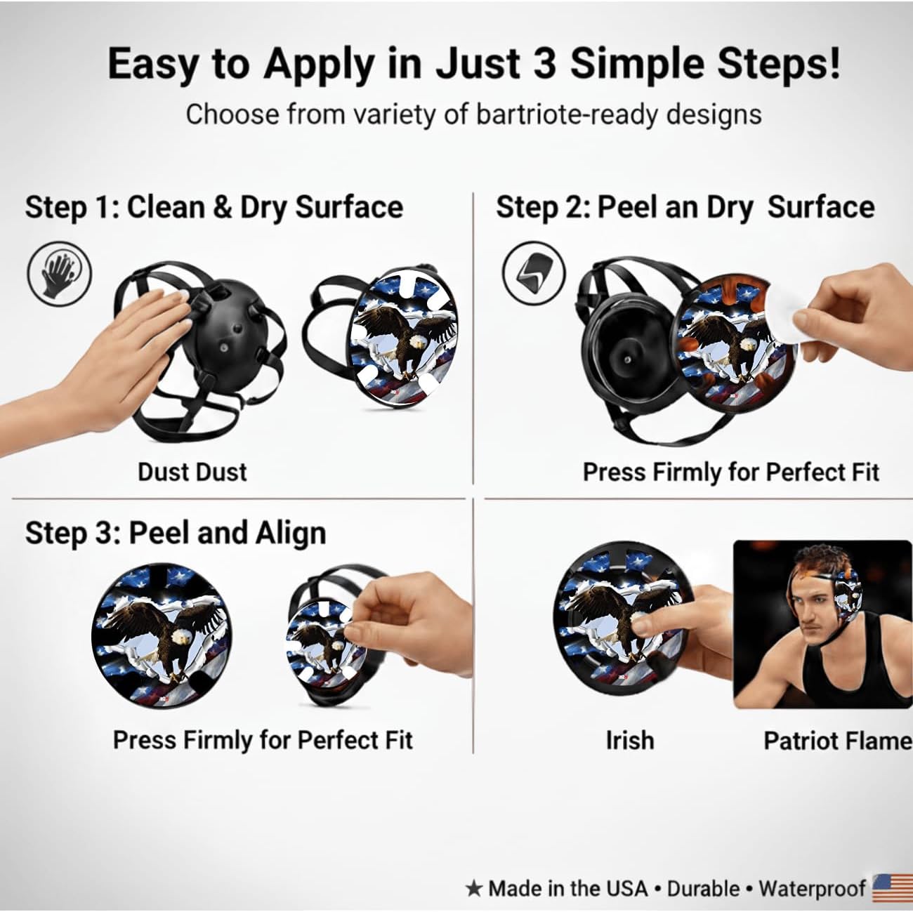 USA Eagle Headgear:  Wrestling Headgear Decals with Headgear, Wraps by 4Time All American