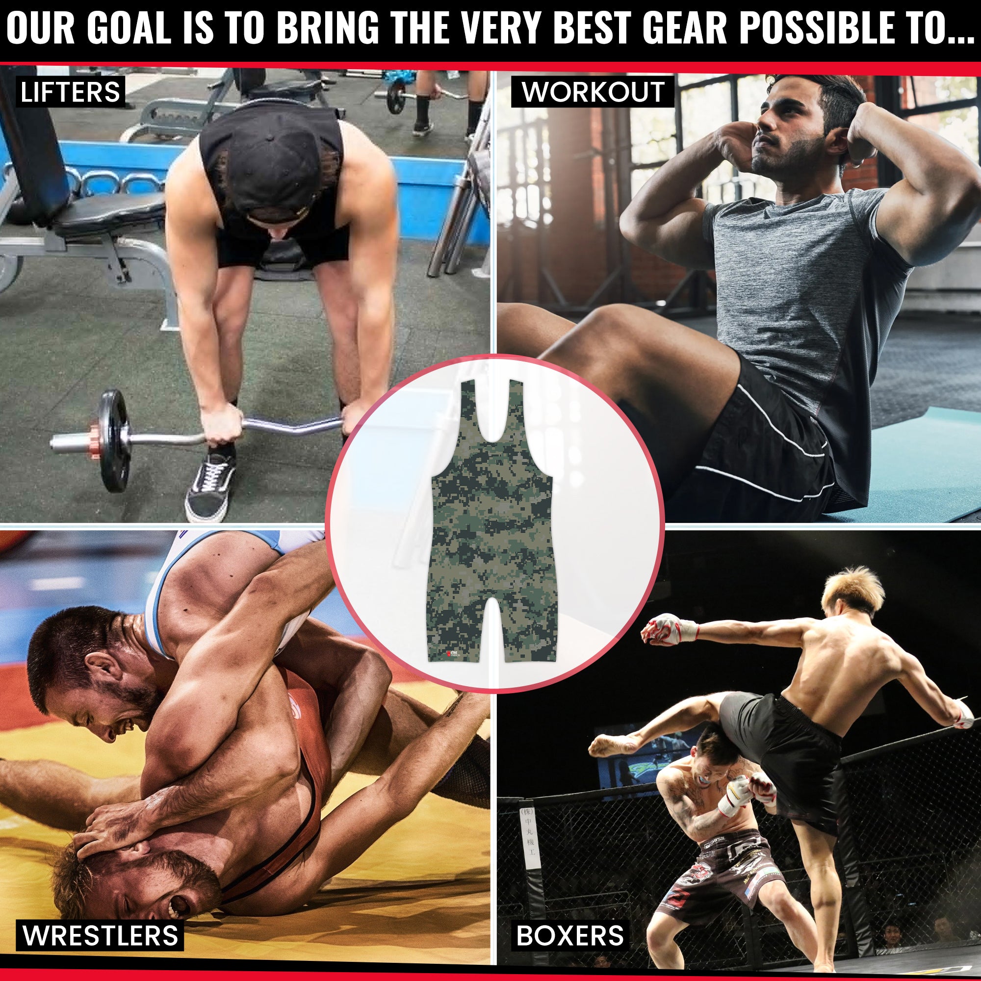 Digital Camo - Green Wrestling Singlet .