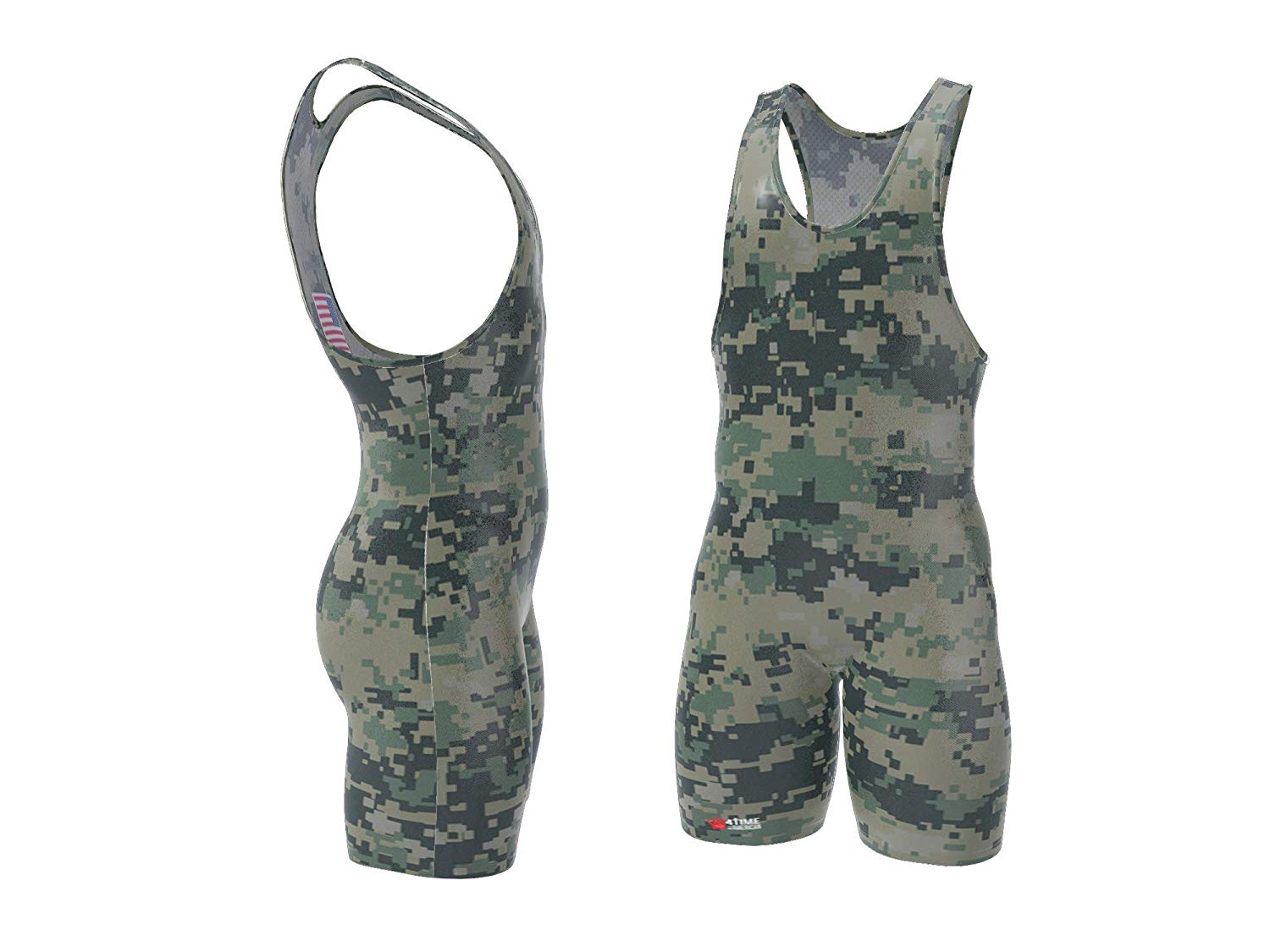 Digital Camo - Green Wrestling Singlet