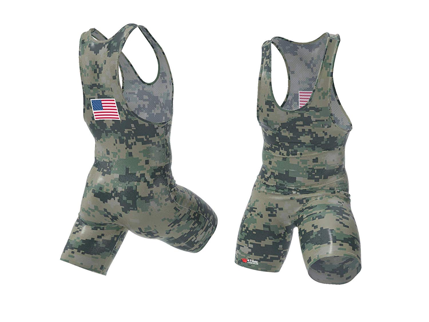 Digital Camo - Green Wrestling Singlet