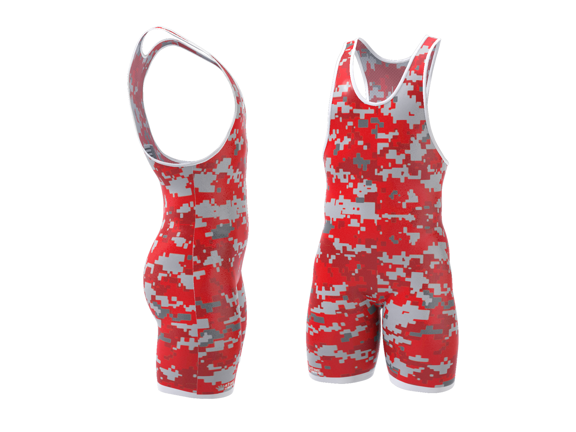 Digital Camo - Red Wrestling Singlet