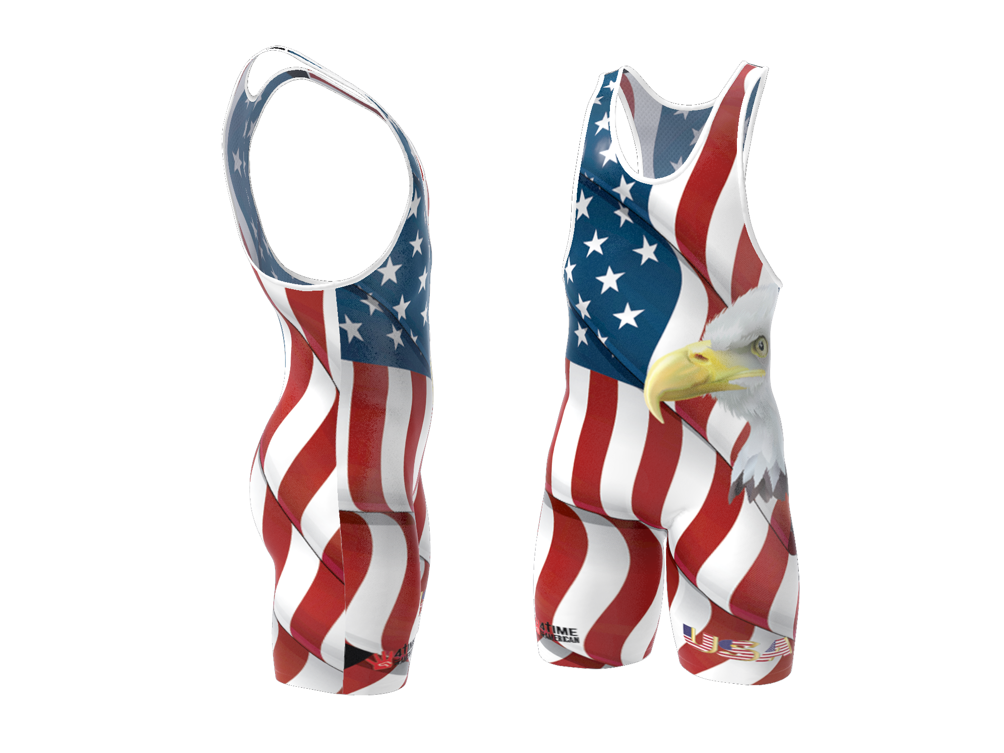 USA White Wrestling Singlet