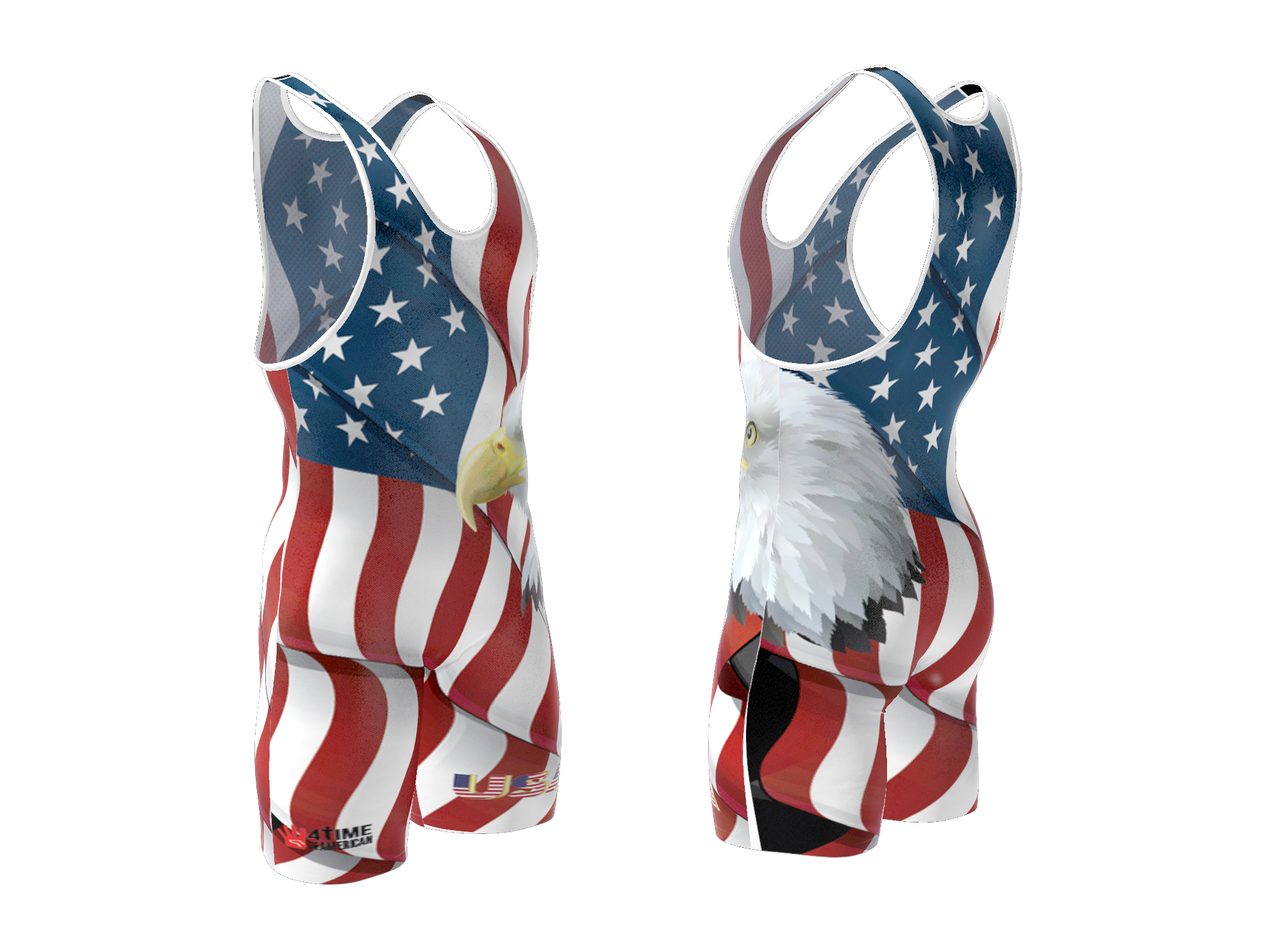 USA White Wrestling Singlet